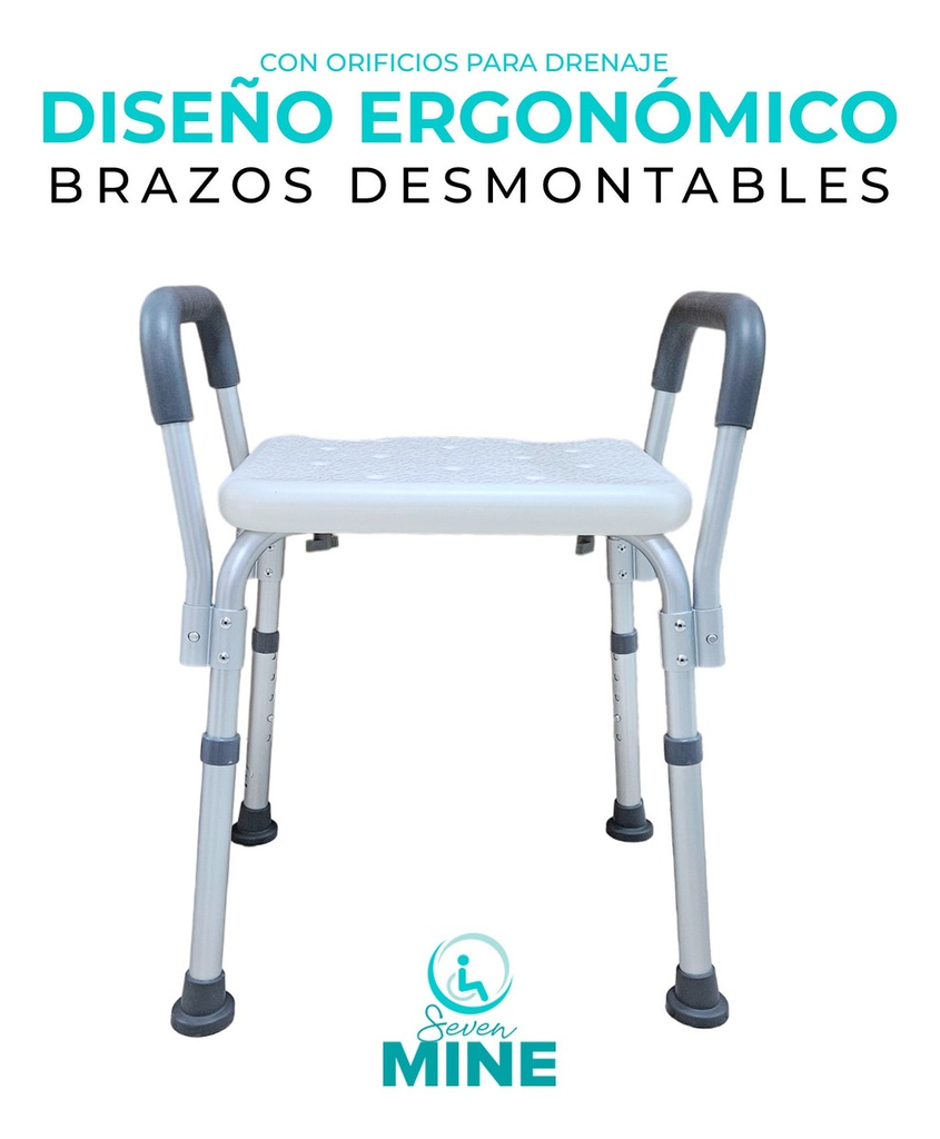 Banco Para Baño Con Brazos Desmontables - Confort- Seguridad