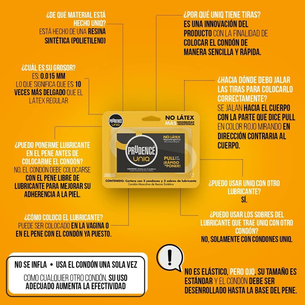 Condones Sin Látex Prudence Uniq 3 Condones