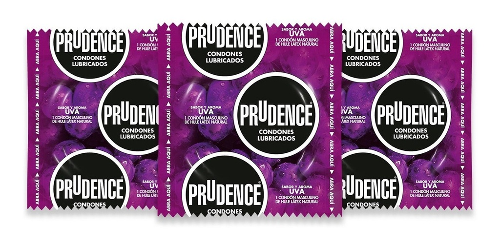Condones De Látex Prudence Sabor Y Aroma Uva 3 Condones