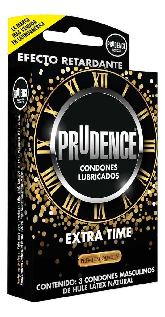 3 Condones De Látex Prudence Extra Time Con Retardante