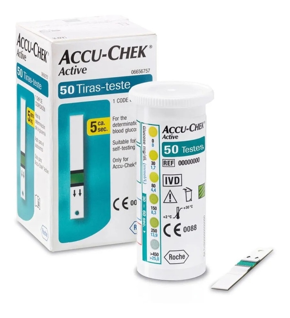 Caja Accu-chek Active Strips Con 50 Unidades, Color Verde