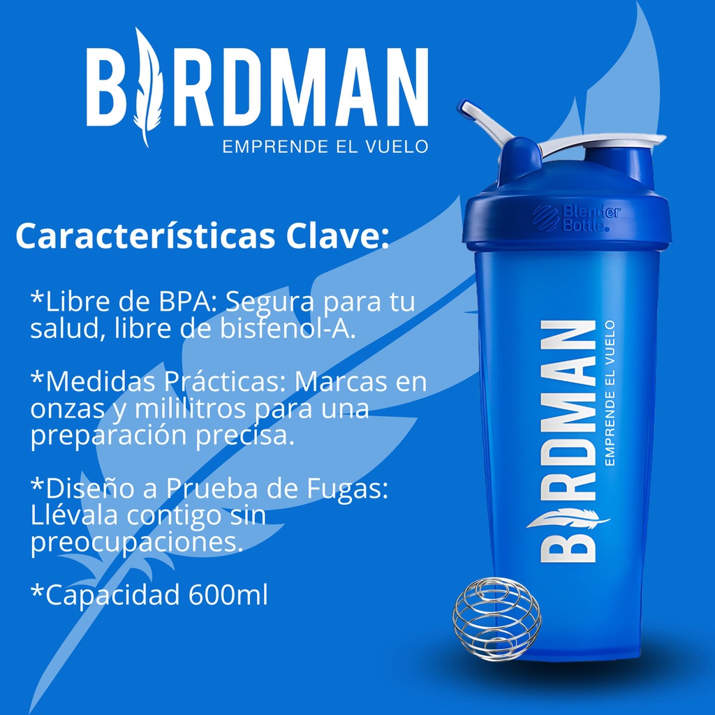 Vaso Shaker Birdman Azul Mas Ball Shaker Bpa Free 600 Ml