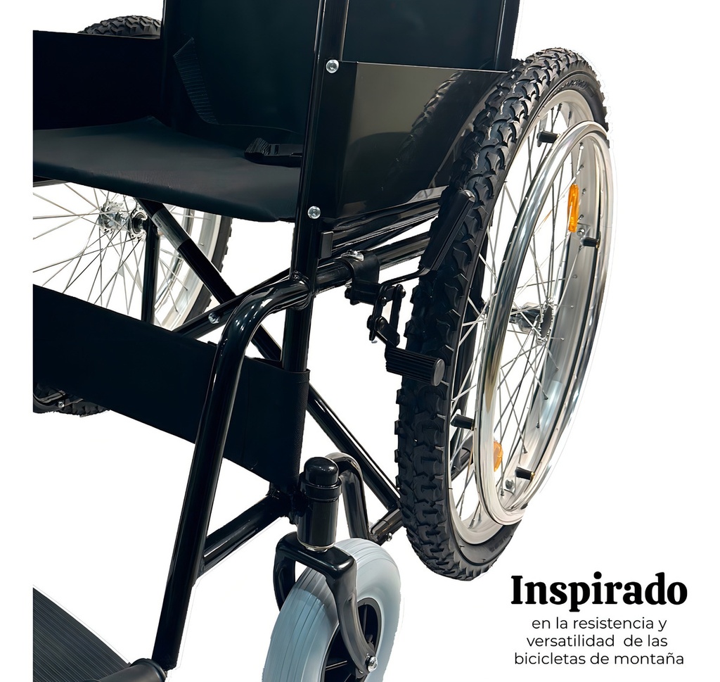Silla De Ruedas Todo Terreno, Llantas Traseras 24 | Sc390 Color Negro