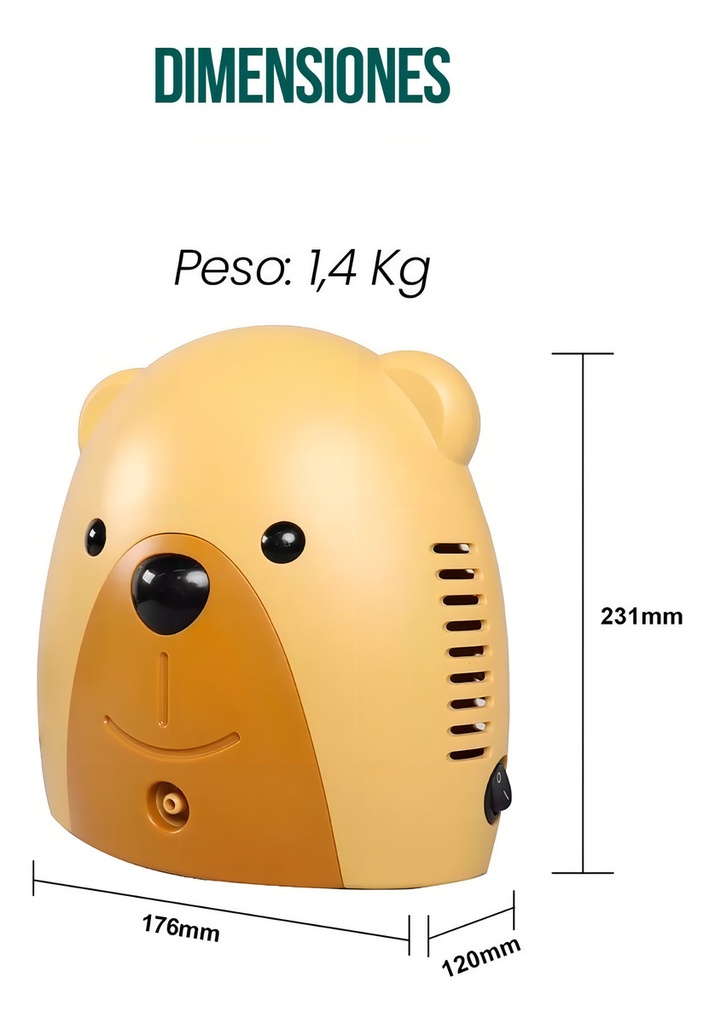Nebulizador Compresor Pediatrico/infantil Con Mascarilla Color Cafe