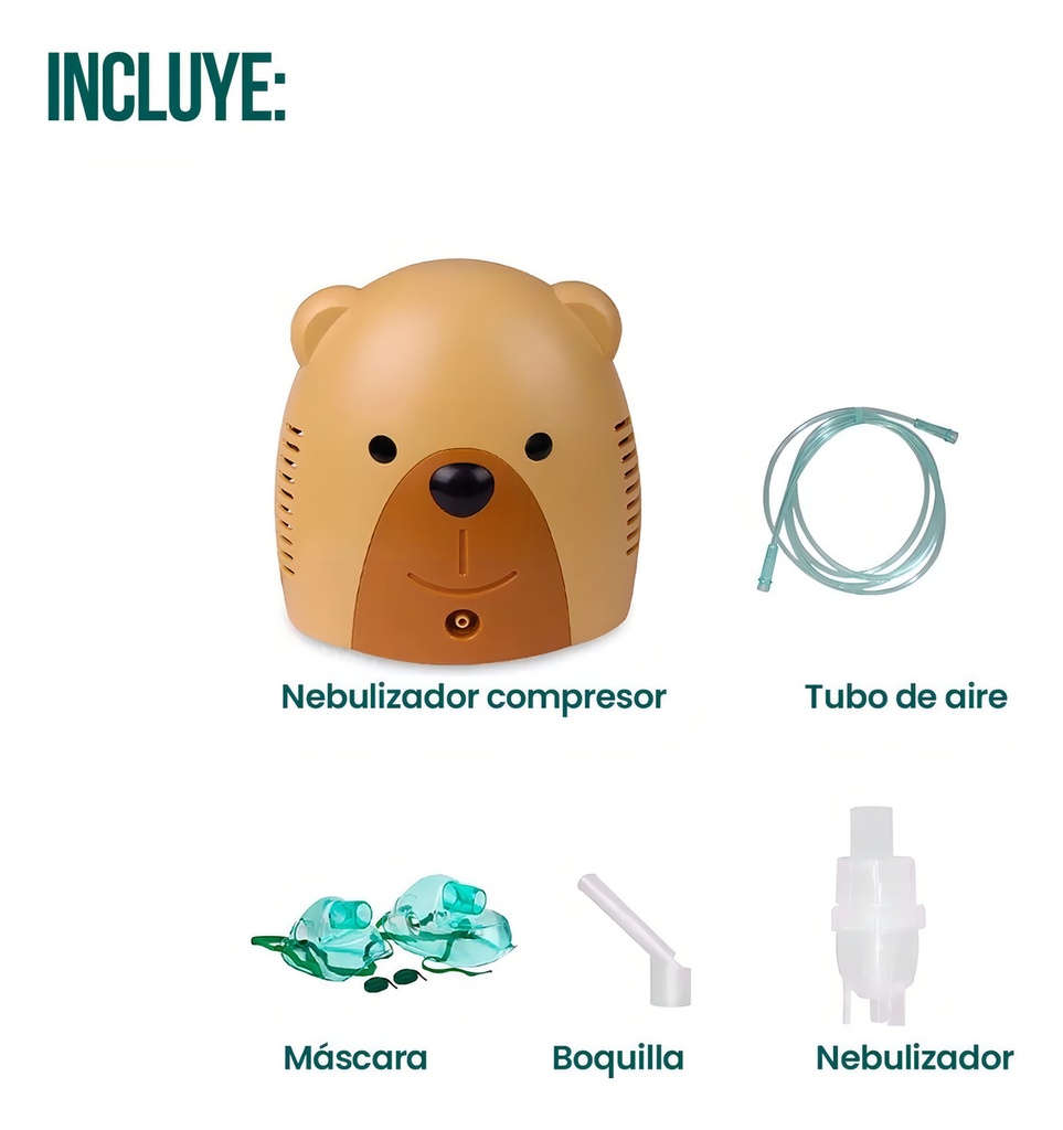 Nebulizador Compresor Pediatrico/infantil Con Mascarilla Color Cafe