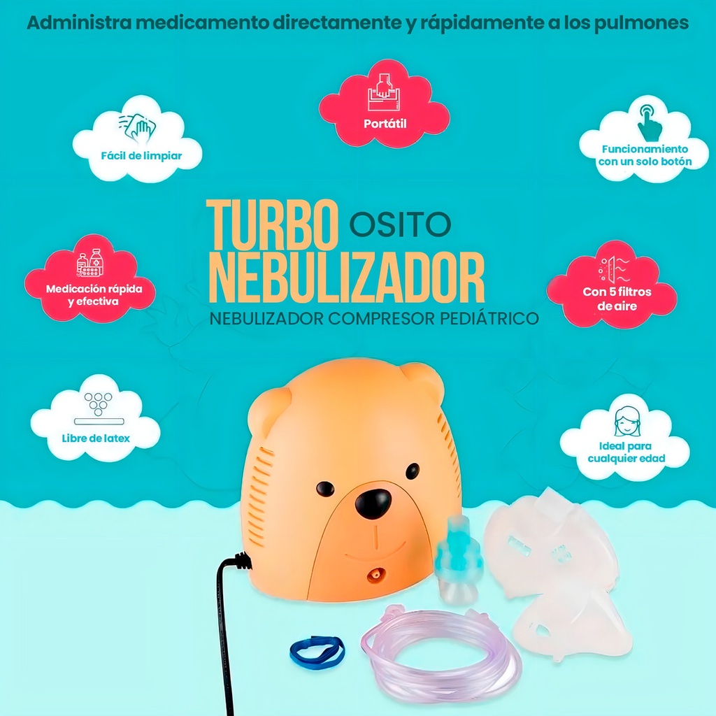 Nebulizador Compresor Pediatrico/infantil Con Mascarilla Color Cafe