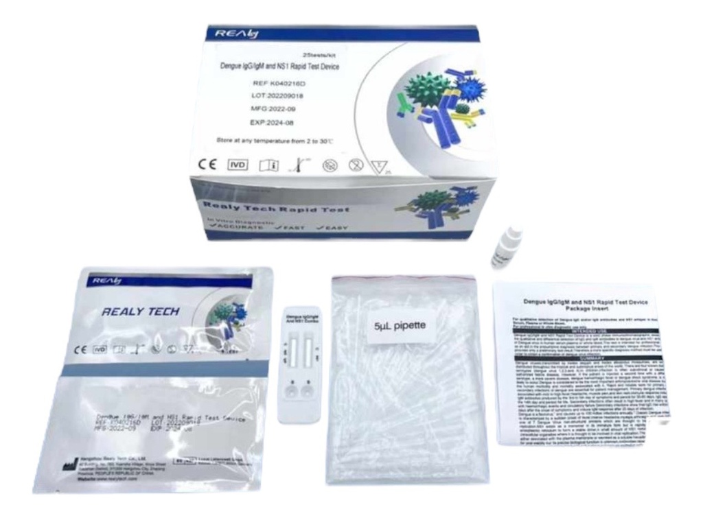 Prueba Rápida Dengue Igg/igm Y Ns1 Caja 25 Pruebas
