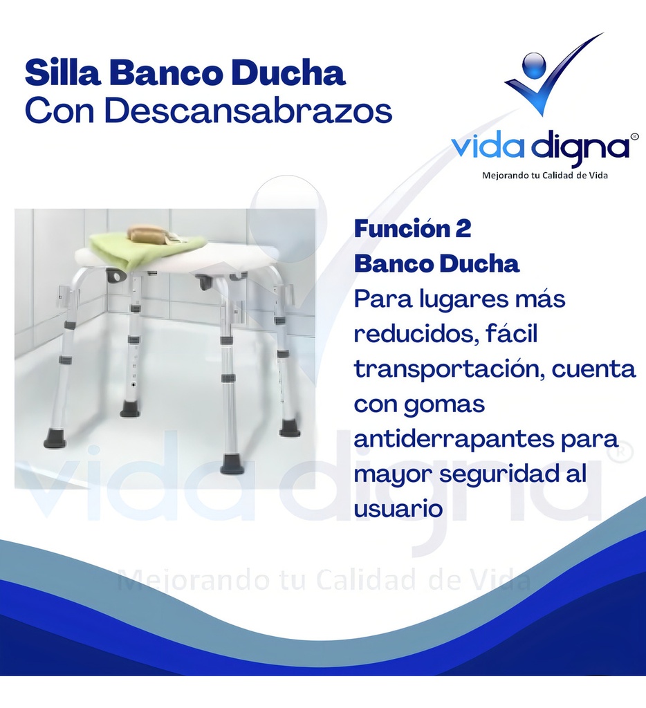 Banco Ducha Con Respaldo Y Brazos Desarmables - Silla