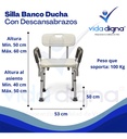 Banco Ducha Con Respaldo Y Brazos Desarmables - Silla