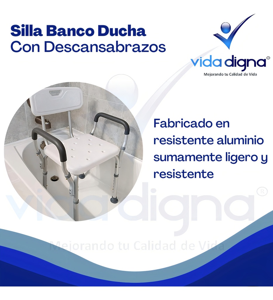Banco Ducha Con Respaldo Y Brazos Desarmables - Silla