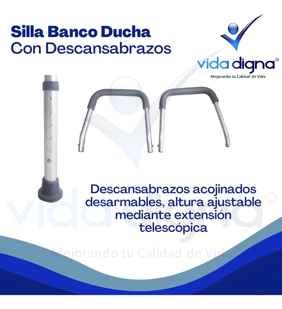 Banco Ducha Con Respaldo Y Brazos Desarmables - Silla