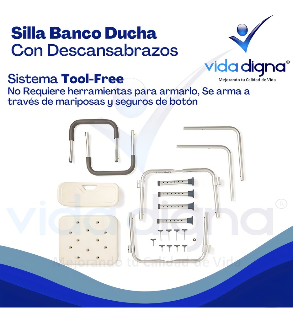 Banco Ducha Con Respaldo Y Brazos Desarmables - Silla