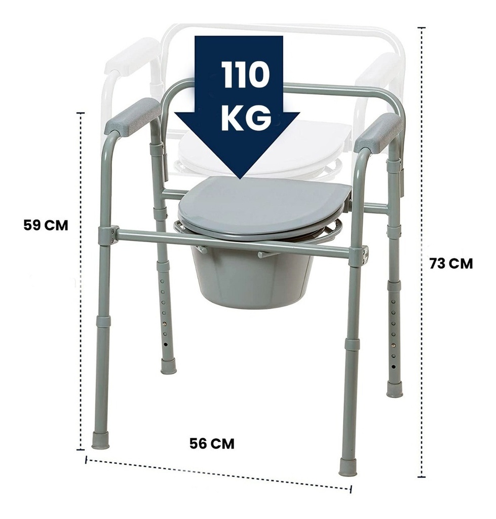 Silla Comodo 3 En 1 Wc Silla Ducha Aumento Baño Adultos Mayores Medicalstore Confrtable Plegable