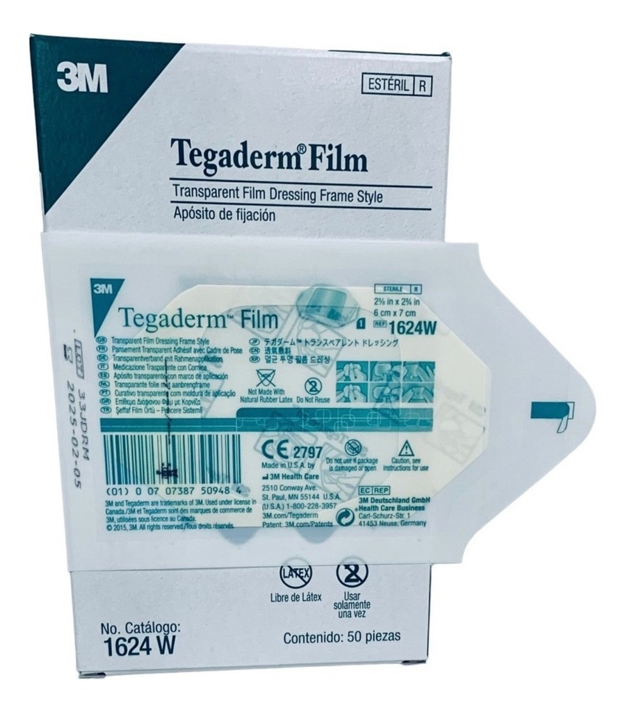 Tegaderm Apósito 3m Transparente 6x7 Cm 1624w C/50 Piezas