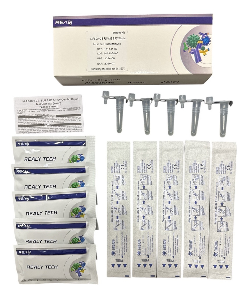 Prueba Rapida Antigeno Combo Virus Respiratorio C/5 Pruebas