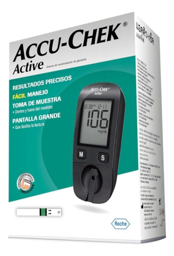 Accu Chek Glucómetro Active Con 10 Tiras Y 10 Lancetas Color Sin Color