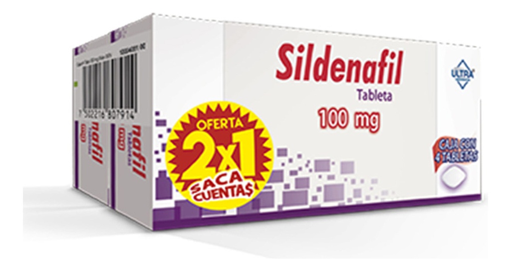 Sildenafilo Tableta 100 Mg, 4 Tabletas (2x1)