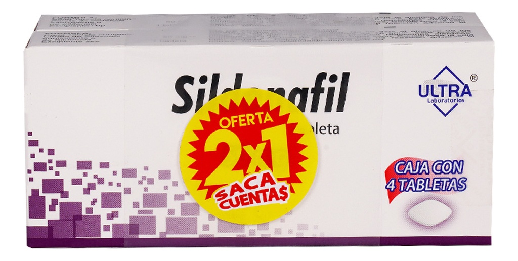 Sildenafilo Tableta 50 Mg, 4 Tabletas (2x1)