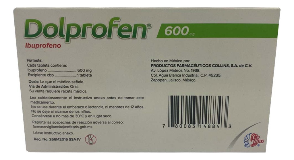 Dolprofen Tableta 600 Mg, 10 Tabletas