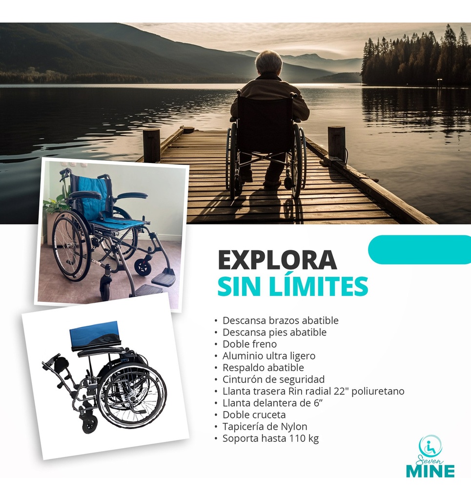 Silla De Ruedas Super Confort Sc-370 Plegable Negro-azul