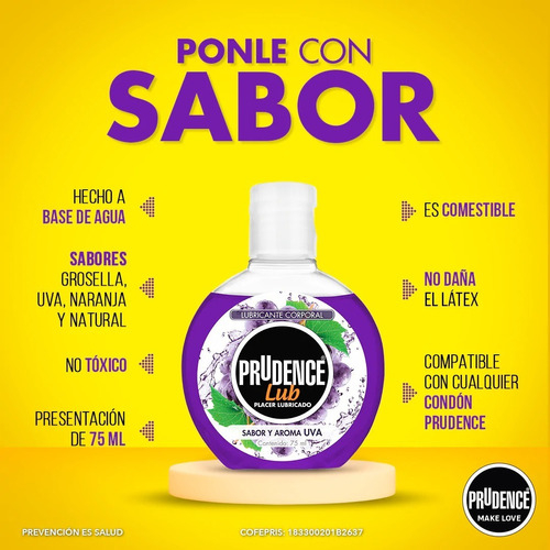 Prudence Lubricante Comestible Base Agua Con Sabor Uva 30ml
