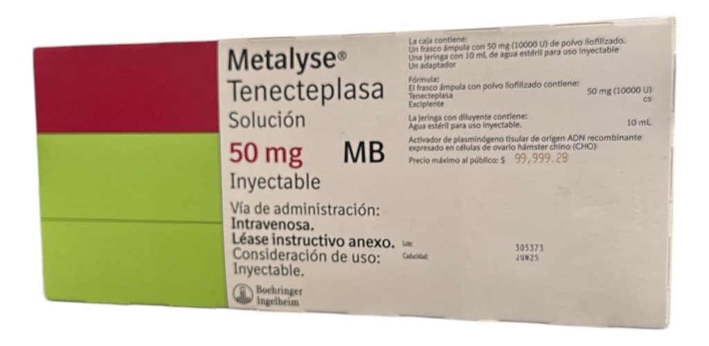 Metalyse 50mg Tenecteplasa S.i. Con 1 Ámpula