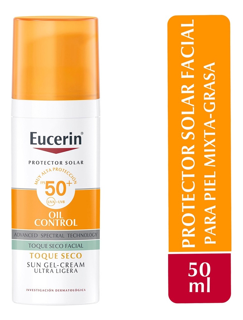 Eucerin Protector Solar Facial Toque Seco Oil Control Fps50+ 50ml Efecto Mate