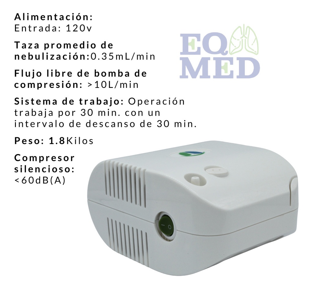 Nebulizador Silencioso Adulto Y Niños Con Accesorios Color Blanco