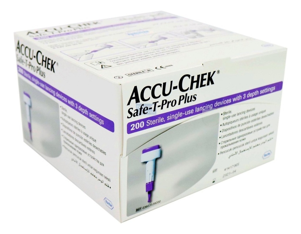 Lancetas Accu-chek Safe T Pro Plus Caja Con 200 Lancetas