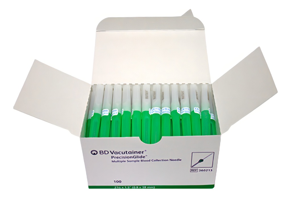 Agujas Bd 360213 Vacutainer 21g X 1 1/2 (0.8x38mm) Caja X 100 Und Capacidad En Volumen 1 Ml