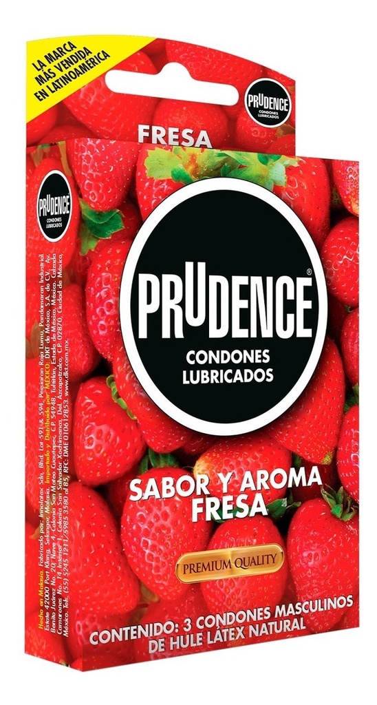Condones De Látex Prudence Sabor Y Aroma Fresa 3 Condones