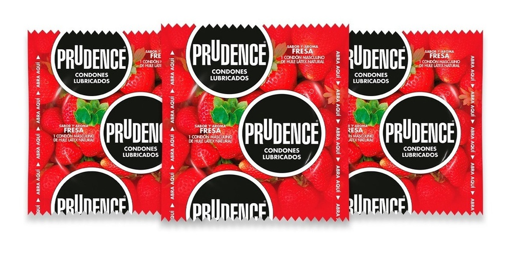 Condones De Látex Prudence Sabor Y Aroma Fresa 3 Condones