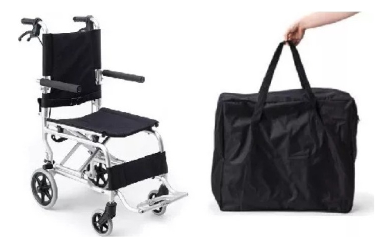 Silla De Traslado Aluminio Sc-108 Color Negro
