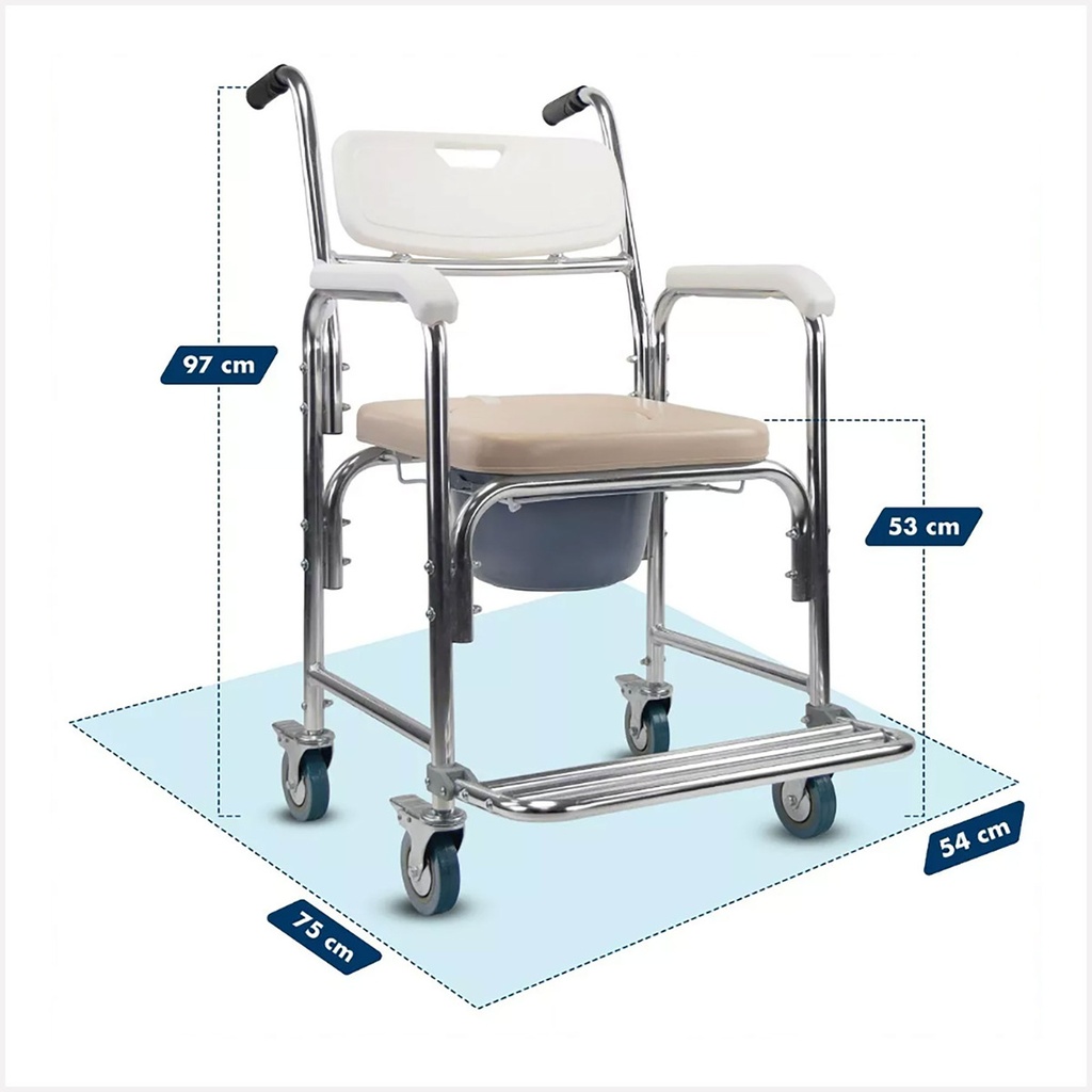 Silla Para Baño Discapacitados 3 En 1 Ducha Comodo Wc Ruedas Hilphy Medical Hil098-1