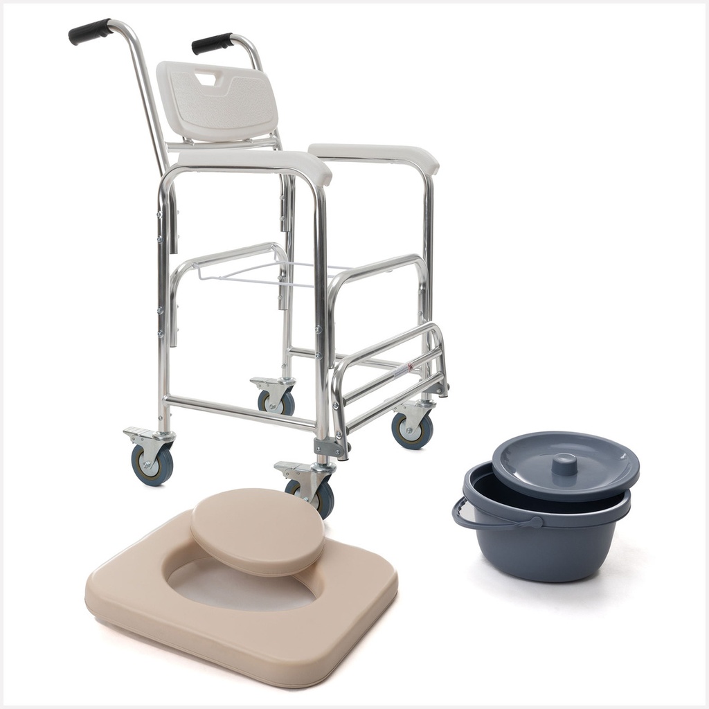 Silla Para Baño Discapacitados 3 En 1 Ducha Comodo Wc Ruedas Hilphy Medical Hil098-1