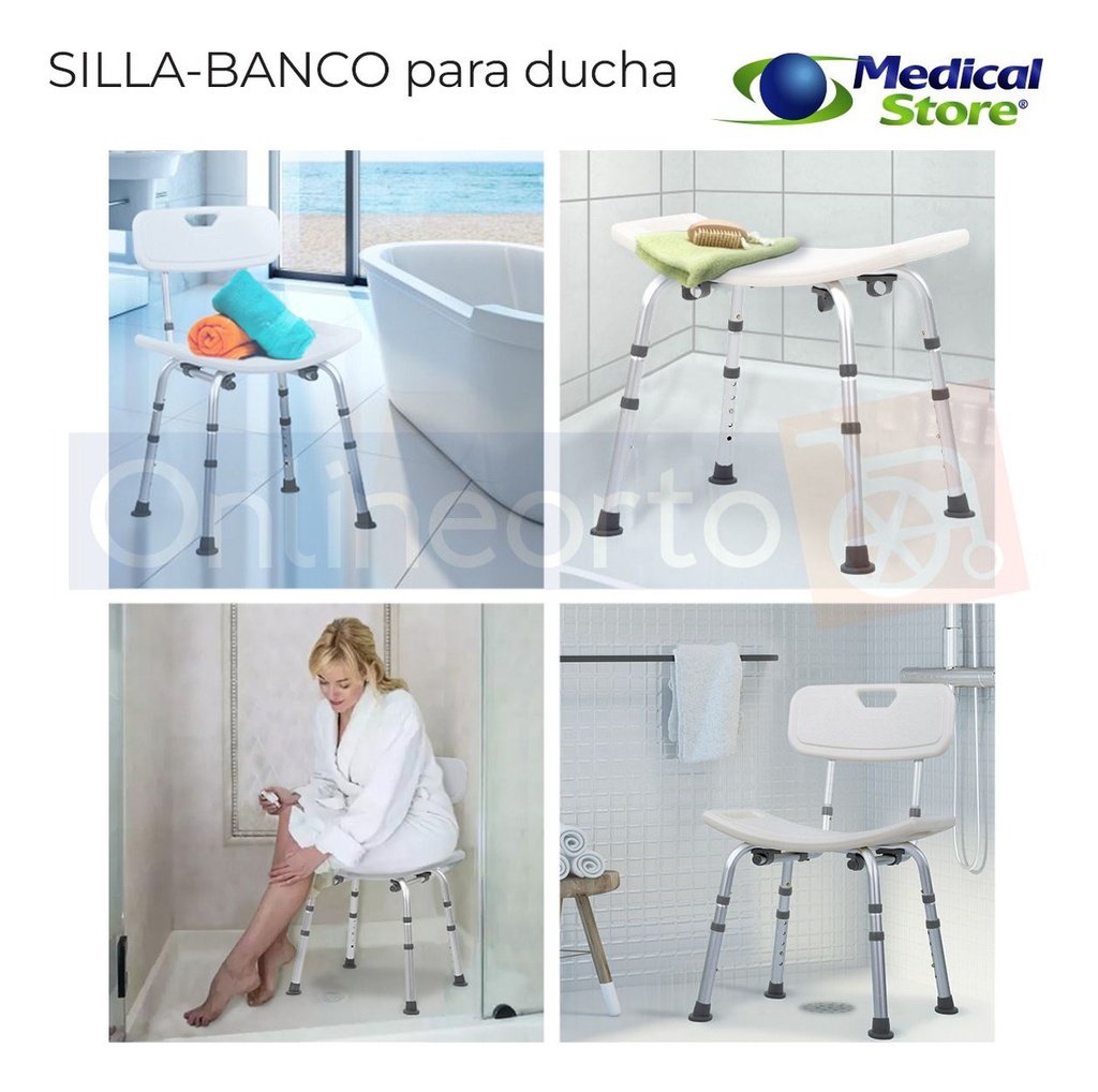 Silla Ducha Baño Antiderrapante Ajustable Adulto Respaldo Ortopédica Superconfort Sc512