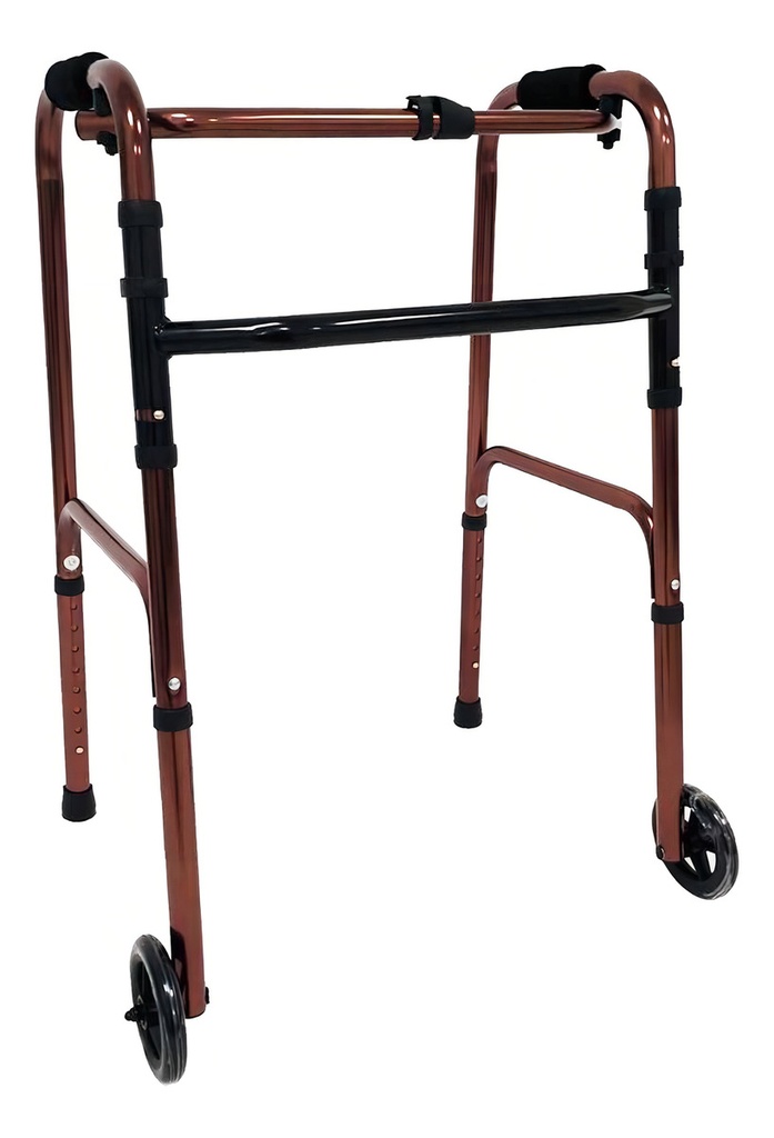 Andadera Para Adulto De Aluminio Con Ruedas Color Bronce