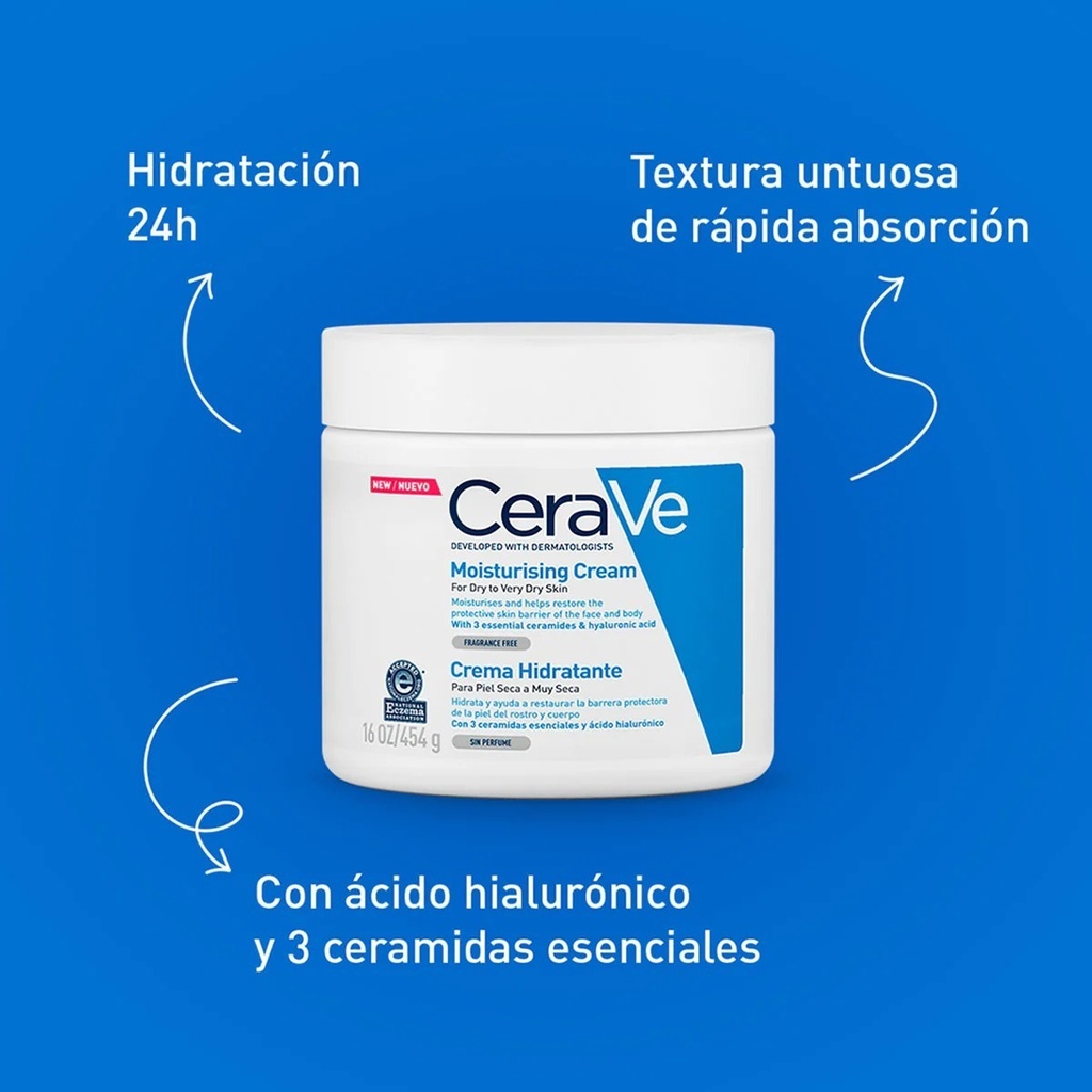 Crema Hidratate Cerave Para Piel Seca A Muy Seca 454g