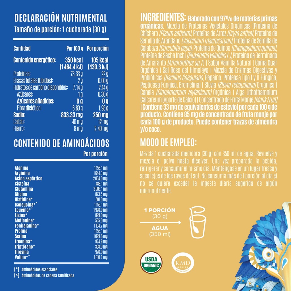 Proteína Vegetal Orgánica Polvo Falcon Protein 1.8kg Birdman Sabor Vainilla