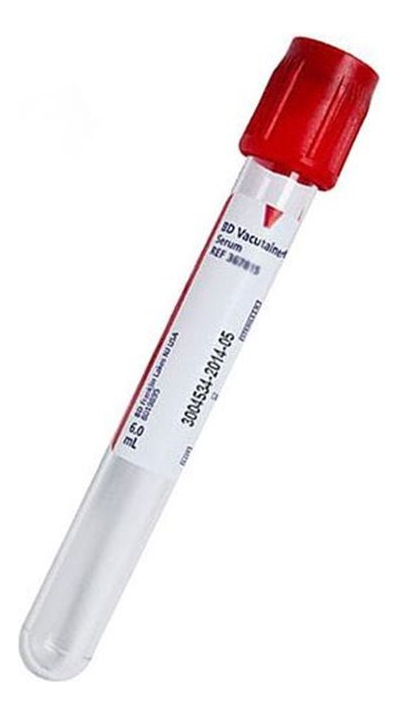 100 Pz Tubo Para Extracción De Sangre Vacutainer Rojo 6ml Bd
