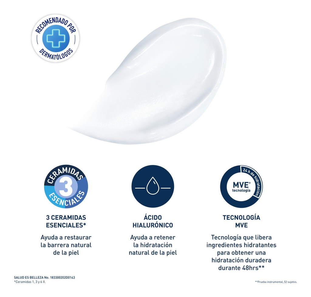 Cerave Crema Hidratante Piel Seca A Muy Seca | Piel Hidratada Hasta Por 48 Horas | Con 3 Ceramidas Esenciales | Contiene Ácido Hialurónico | Desarrollada Con Dermatólogos | 454ml | 16oz