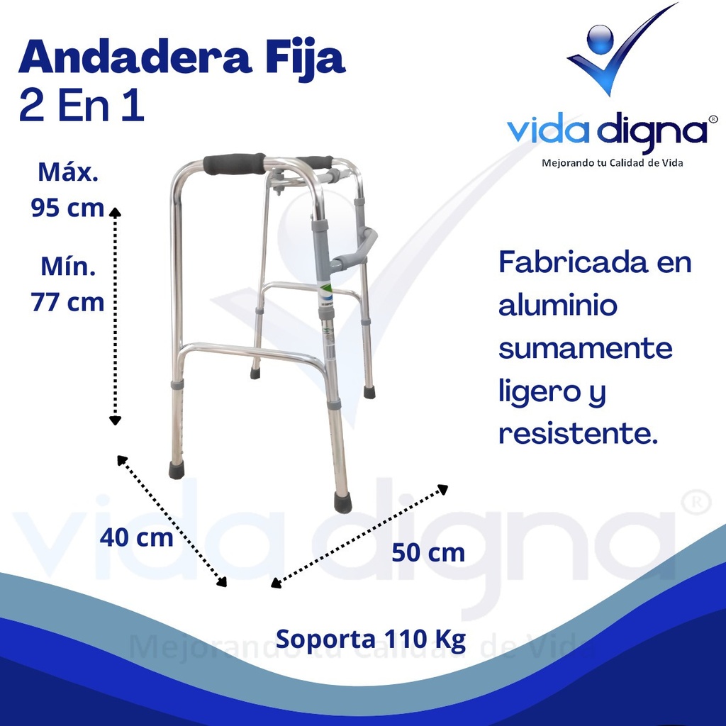 Andadera De Aluminio De Lujo 2 Funciones - Ortopédica Adulto