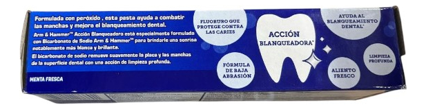 Arm & Hammer Pasta Dental Advance White Complete 121 G. Acción Blanqueadora Que Remueve Las Manchas, Con Bicarbonato De Sodio Y Peróxido. Aliento Fresco Duradero, Sabor Menta