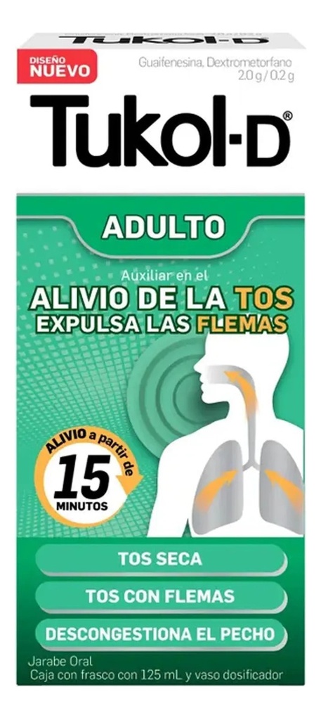 Tukol-d Adulto Jarabe 0,2 G/2 G/100 Ml, 1 Frasco 125 Ml