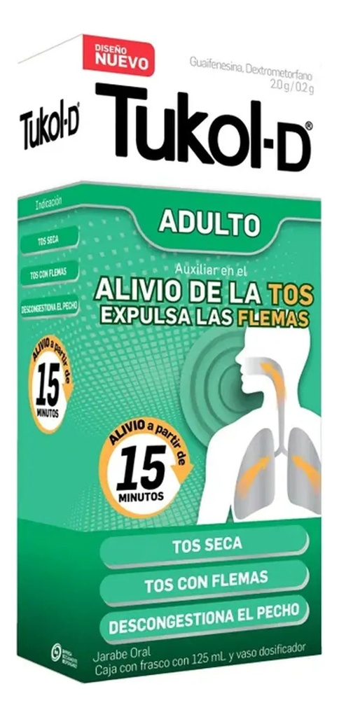 Tukol-d Adulto Jarabe 0,2 G/2 G/100 Ml, 1 Frasco 125 Ml