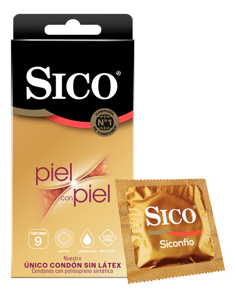 Preservativo Sico Piel Con Piel Sin Latex Caja C/ 9 Condones