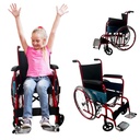 SEVEN MINE Silla de Ruedas Infantil Plegable | Asiento de 14" con Reposapies y Descansa Brazos Fijos | Llanta Rin Rayos de 22" | Kids (Rojo)