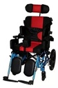 Silla de Ruedas Reclinable PCA, 48 cm, Asiento Acolchado, Reposacabezas Ajustable, Rojo y Negro, Marco Azul