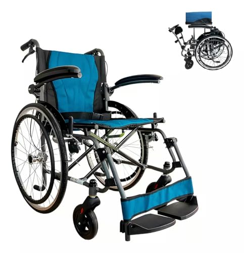 Silla de Ruedas Super Confort SC-370, Plegable, 50,5 cm de Ancho, 11,4 kg, Negro-Azul