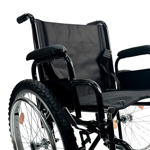 SEVEN MINE Silla de Ruedas Todo Terreno| Neumáticos Traseros 24” [Tipo Bicicleta de Montaña], Llantas Anchas Delanteras 8x2” | Descansabrazos tipo Escritorio y Descansapies Abatibles